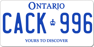 ON license plate CACK996