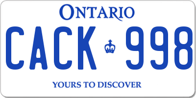 ON license plate CACK998