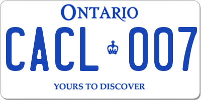 ON license plate CACL007