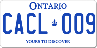 ON license plate CACL009