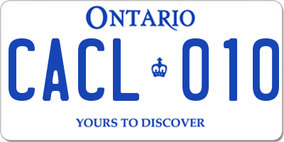 ON license plate CACL010