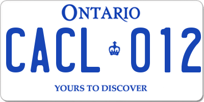 ON license plate CACL012