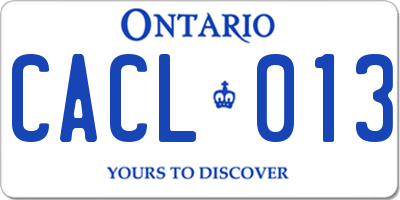 ON license plate CACL013