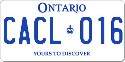 ON license plate CACL016