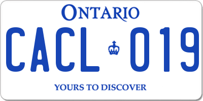 ON license plate CACL019