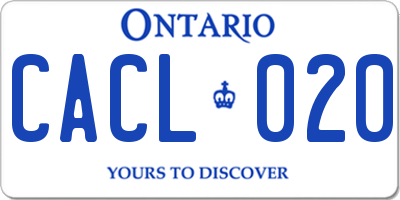 ON license plate CACL020