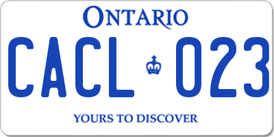 ON license plate CACL023