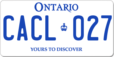 ON license plate CACL027