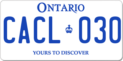 ON license plate CACL030