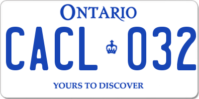 ON license plate CACL032