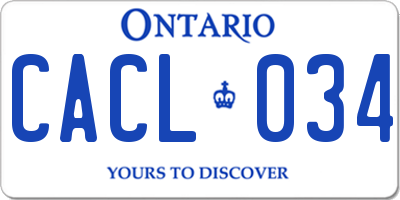 ON license plate CACL034