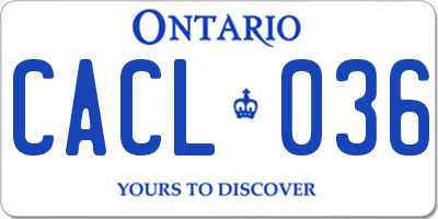 ON license plate CACL036