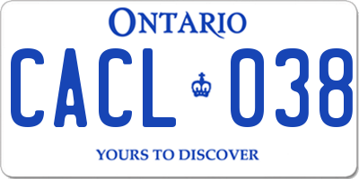 ON license plate CACL038