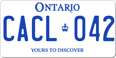 ON license plate CACL042