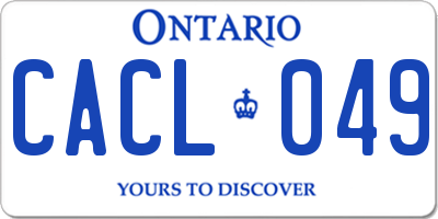 ON license plate CACL049