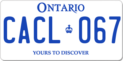 ON license plate CACL067