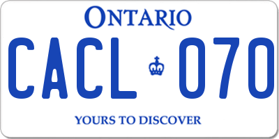 ON license plate CACL070