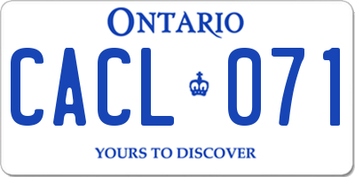 ON license plate CACL071