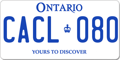 ON license plate CACL080