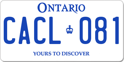 ON license plate CACL081