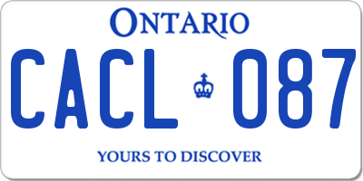 ON license plate CACL087