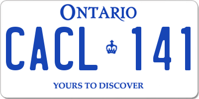 ON license plate CACL141