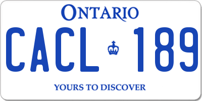 ON license plate CACL189