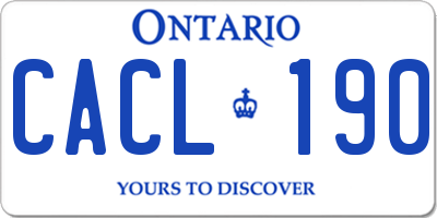 ON license plate CACL190