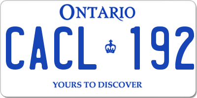 ON license plate CACL192