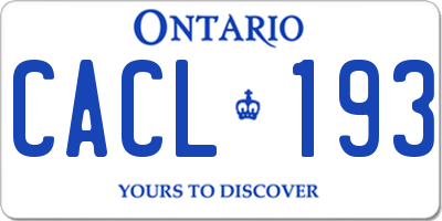 ON license plate CACL193