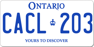 ON license plate CACL203