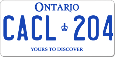 ON license plate CACL204