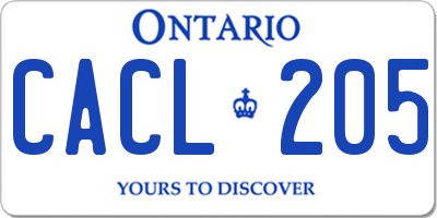 ON license plate CACL205