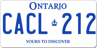 ON license plate CACL212