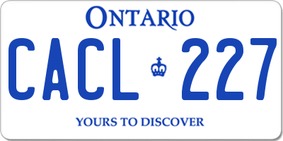 ON license plate CACL227