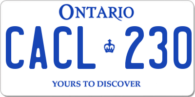 ON license plate CACL230