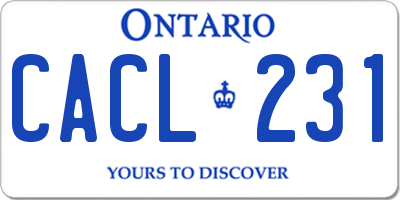 ON license plate CACL231