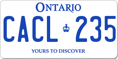 ON license plate CACL235