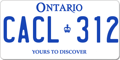 ON license plate CACL312