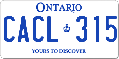 ON license plate CACL315