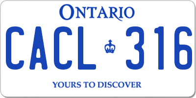 ON license plate CACL316