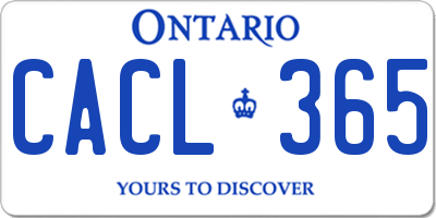 ON license plate CACL365