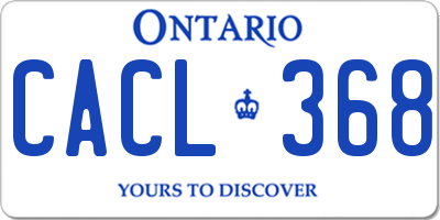 ON license plate CACL368