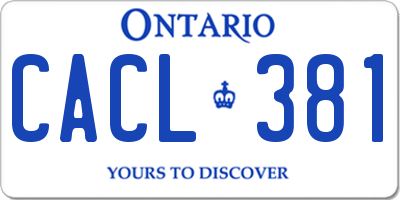 ON license plate CACL381