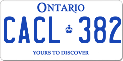 ON license plate CACL382