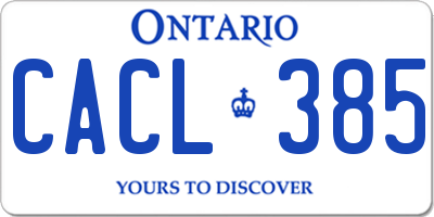 ON license plate CACL385