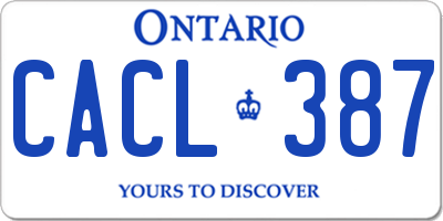 ON license plate CACL387