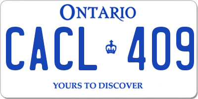 ON license plate CACL409