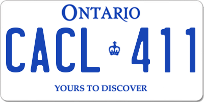 ON license plate CACL411