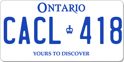 ON license plate CACL418